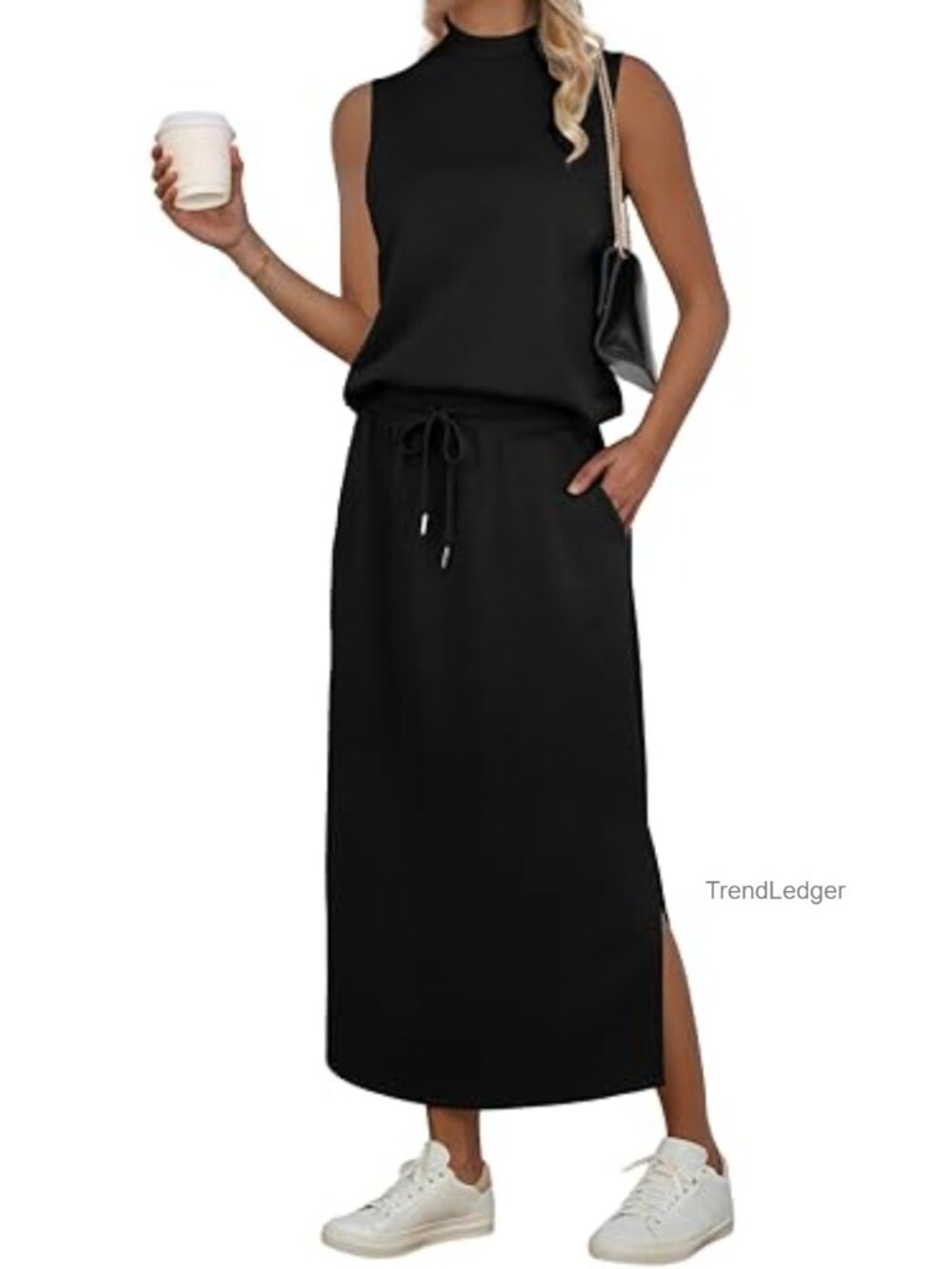Women's 2 Piece Skirt Set Maxi Skirt With Top Sleeveless Travel Outfit